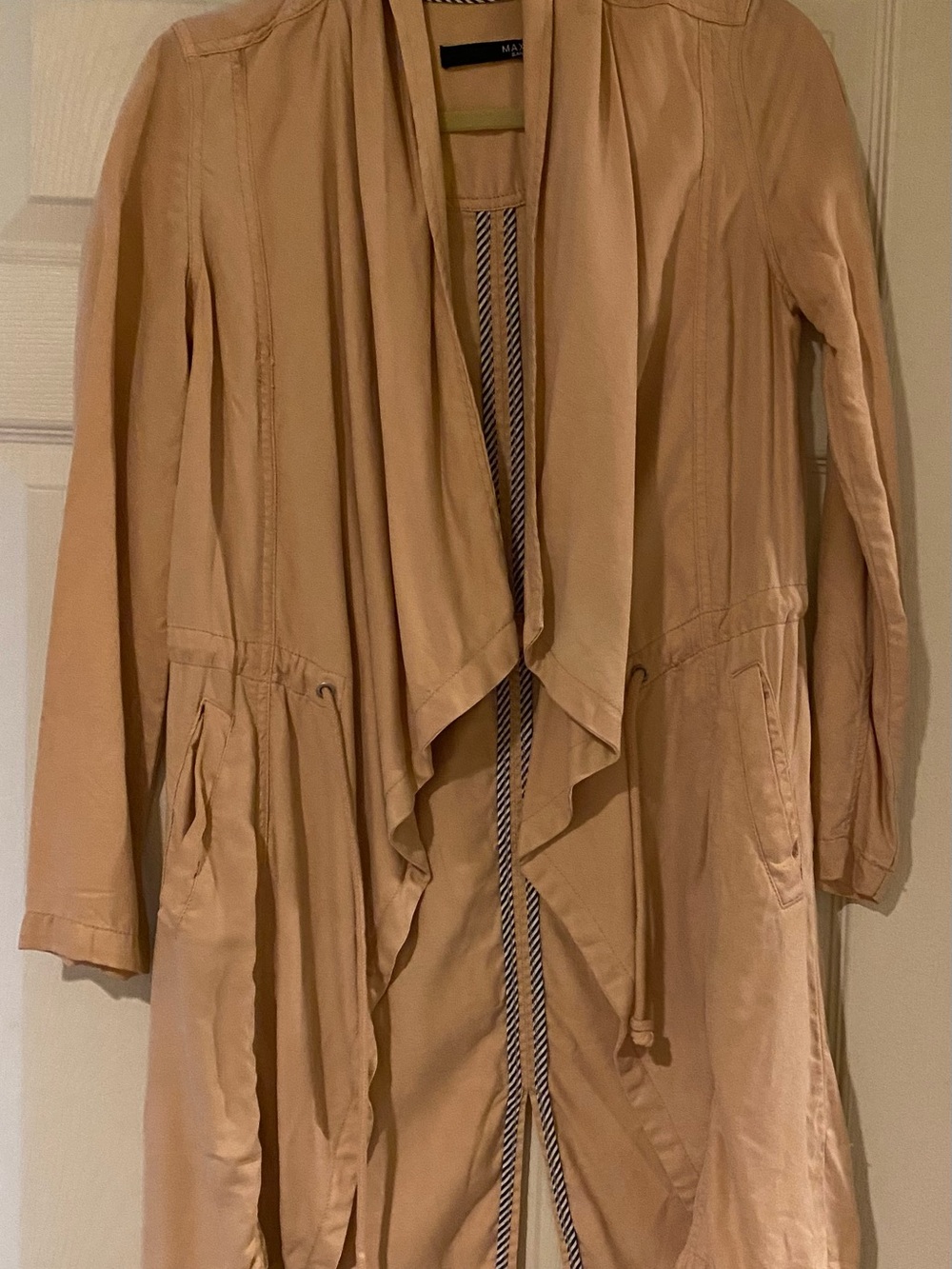 Pink Draped Women's Trench Coat